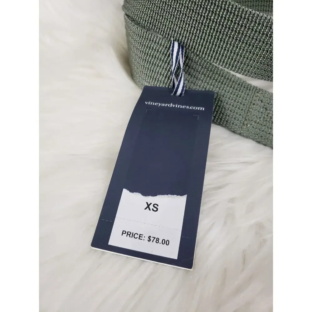NWT Vineyard Vines MENS XS SOLID TEXTURE CANVAS D RING BELT Green Fall Golf Prep - Picture 4 of 5
